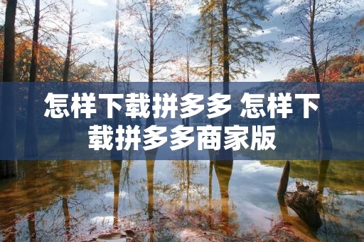 怎样下载拼多多 怎样下载拼多多商家版