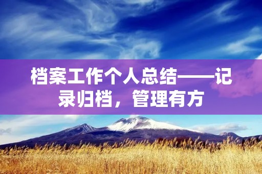 档案工作个人总结——记录归档,管理有方