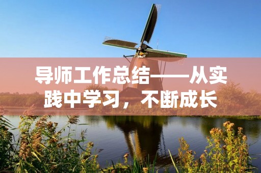 导师工作总结——从实践中学习，不断成长