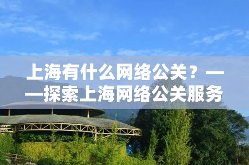 上海有什么网络公关？——探索上海网络公关服务的市场现状和发展趋势
