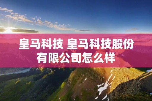 皇马科技 皇马科技股份有限公司怎么样