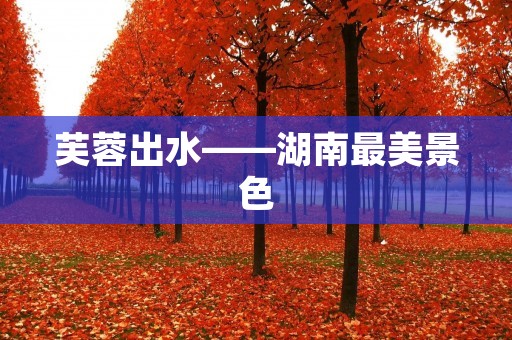 芙蓉出水——湖南最美景色 芙蓉出水——湖南最美景色
