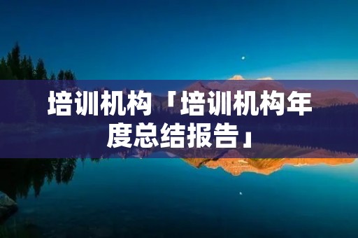 培训机构「培训机构年度总结报告」