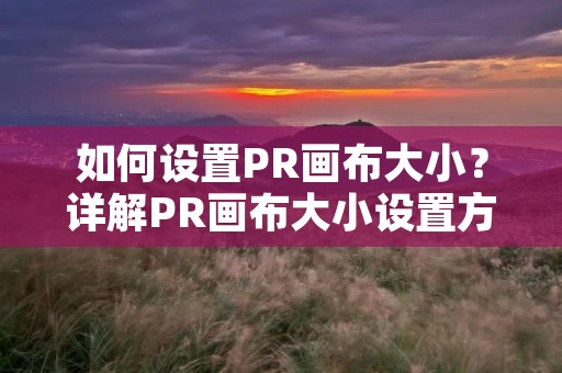 如何设置PR画布大小?详解PR画布大小设置方法 如何设置PR画布大小?详解PR画布大小设置方法