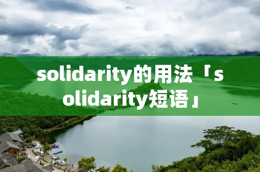 solidarity的用法「solidarity短语」