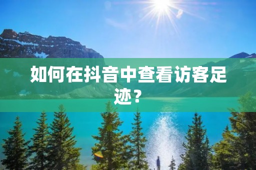 如何在抖音中查看访客足迹? 如何在抖音中查看访客足迹?