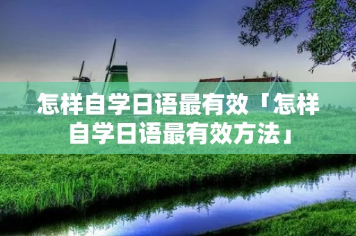 怎样自学日语最有效「怎样自学日语最有效方法」
