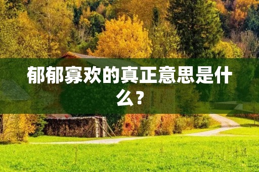 郁郁寡欢的真正意思是什么？