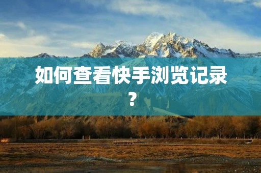 如何查看快手浏览记录? 如何查看快手浏览记录?