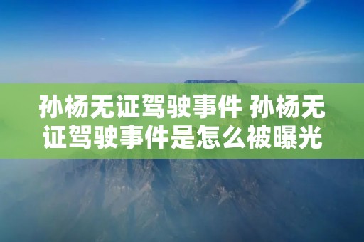 孙杨无证驾驶事件 孙杨无证驾驶事件是怎么被曝光的