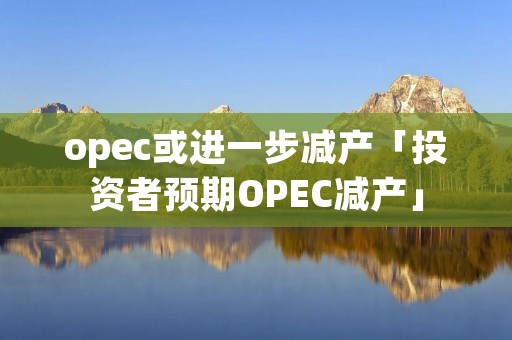 opec或进一步减产「投资者预期OPEC减产」 opec或进一步减产「投资者预期OPEC减产」