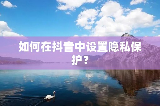 如何在抖音中设置隐私保护? 如何在抖音中设置隐私保护?