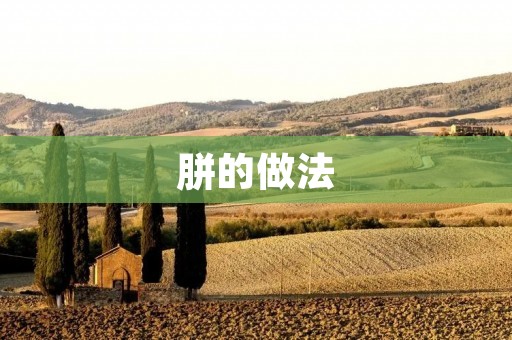 胼的做法:传统的精致手工艺术 胼的做法:传统的精致手工艺术