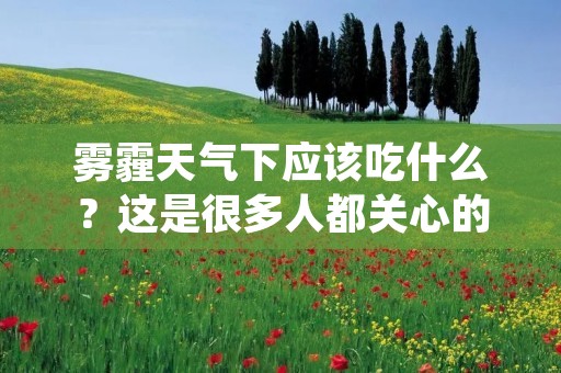 雾霾天气下应该吃什么？这是很多人都关心的问题。在雾霾天气中，我们呼吸的空气中会含有大量的有害物质，这些有害物质会对我们的身体健康造成很大的威胁。因此，我们需要通过食物来保护我们的身体健康。