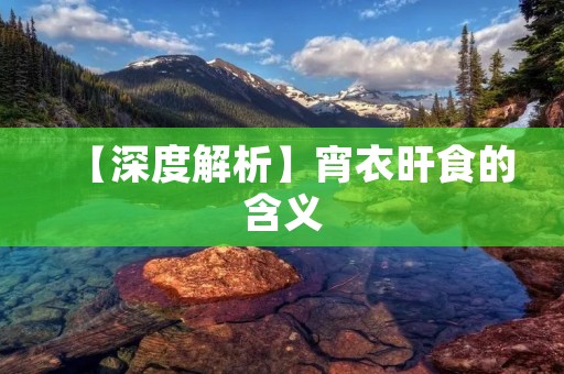 【深度解析】宵衣旰食的含义