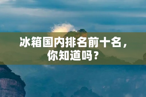 冰箱国内排名前十名，你知道吗？