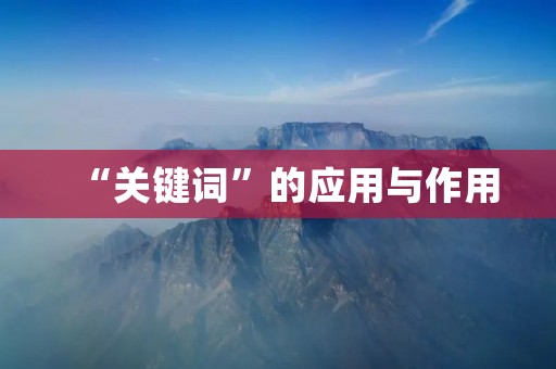 “关键词”的应用与作用
