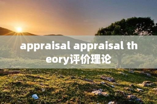 appraisal appraisal theory评价理论