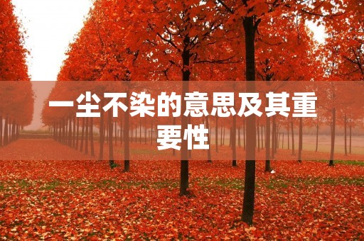 一尘不染的意思及其重要性