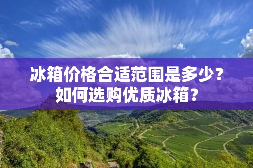 冰箱价格合适范围是多少？如何选购优质冰箱？