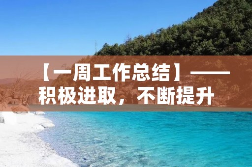 【一周工作总结】——积极进取,不断提升 【一周工作总结】——积极进取,不断提升