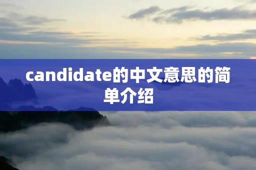 candidate的中文意思的简单介绍