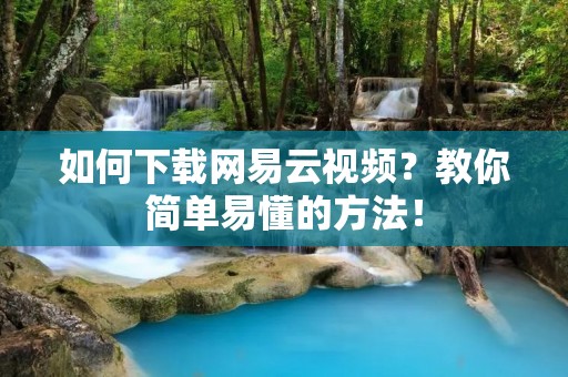 如何下载网易云视频?教你简单易懂的方法! 如何下载网易云视频?教你简单易懂的方法!