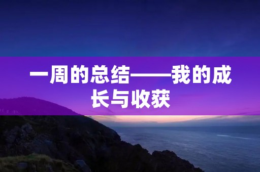 一周的总结——我的成长与收获