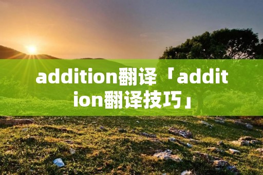 addition翻译「addition翻译技巧」 addition翻译「addition翻译技巧」
