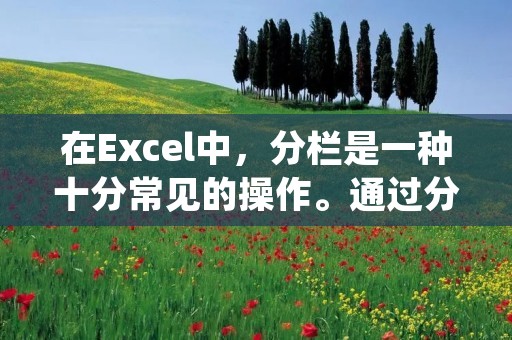 在Excel中,分栏是一种十分常见的操作。通过分栏,我们可以将数据按照一定的规则划分成多列,使得数据处理更加方便。下面,我将详细介绍如何在Excel中进行分栏操作。 在Excel中,分栏是一种十分常见的操作。通过分栏,我们可以将数据按照一定的规则划分成多列,使得数据处理更加方便。下面,我将详细介绍如何在Excel中进行分栏操作。