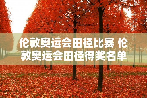 伦敦奥运会田径比赛 伦敦奥运会田径得奖名单