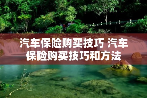 汽车保险购买技巧 汽车保险购买技巧和方法