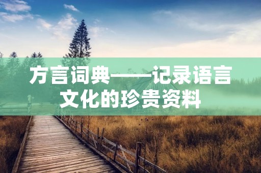 方言词典——记录语言文化的珍贵资料 方言词典——记录语言文化的珍贵资料
