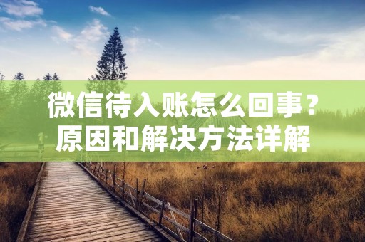 微信待入账怎么回事?原因和解决方法详解 微信待入账怎么回事?原因和解决方法详解