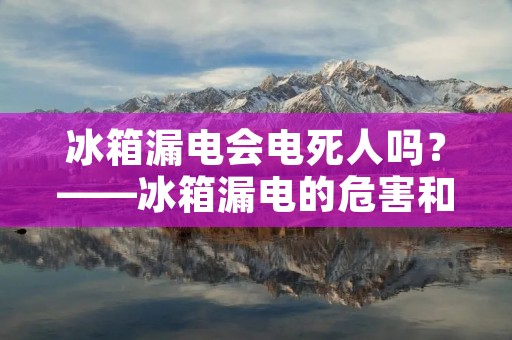 冰箱漏电会电死人吗？——冰箱漏电的危害和预防措施