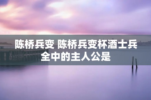 陈桥兵变 陈桥兵变杯酒士兵全中的主人公是