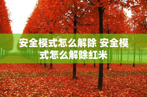 安全模式怎么解除 安全模式怎么解除红米