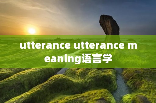utterance utterance meaning语言学