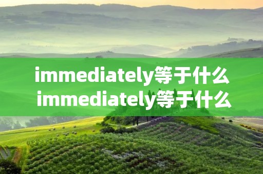 immediately等于什么 immediately等于什么immediate