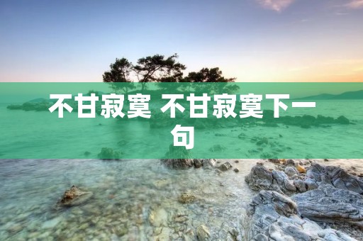 不甘寂寞 不甘寂寞下一句 不甘寂寞 不甘寂寞下一句