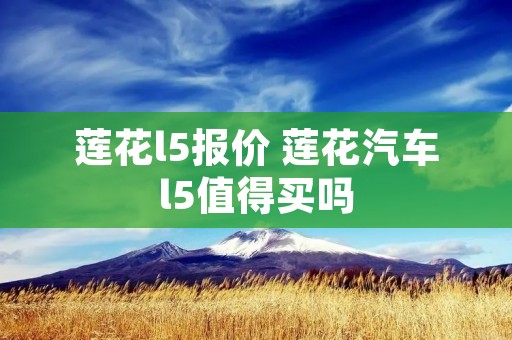 莲花l5报价 莲花汽车l5值得买吗