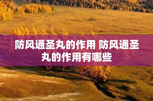 防风通圣丸的作用 防风通圣丸的作用有哪些
