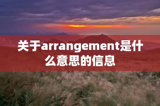 关于arrangement是什么意思的信息 关于arrangement是什么意思的信息