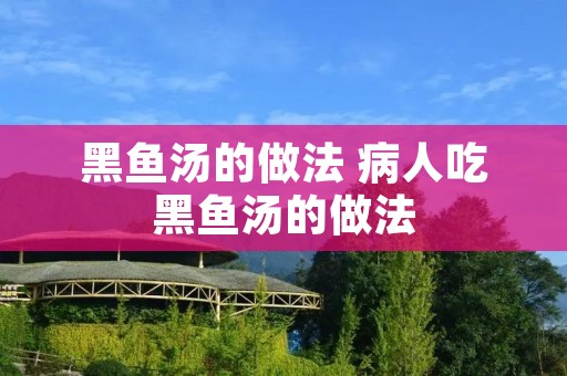 黑鱼汤的做法 病人吃黑鱼汤的做法