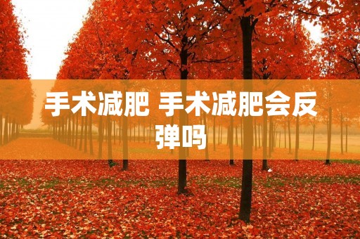 手术减肥 手术减肥会反弹吗