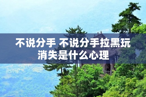 不说分手 不说分手拉黑玩消失是什么心理