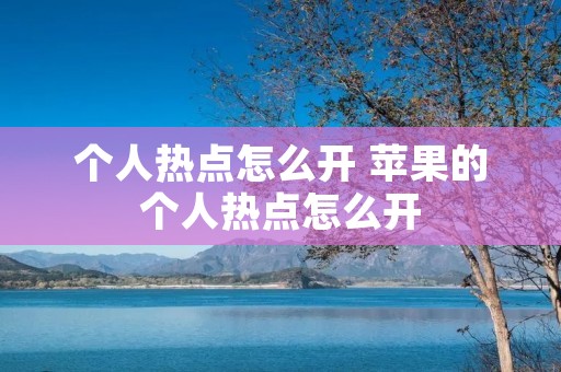 个人热点怎么开 苹果的个人热点怎么开