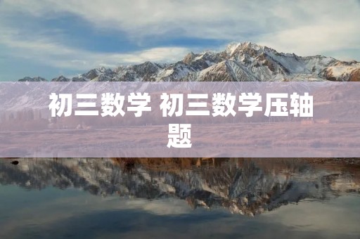 初三数学 初三数学压轴题