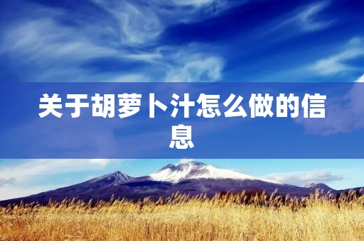 关于胡萝卜汁怎么做的信息