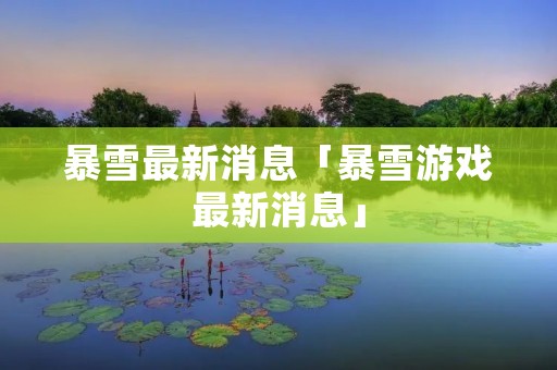 暴雪最新消息「暴雪游戏最新消息」
